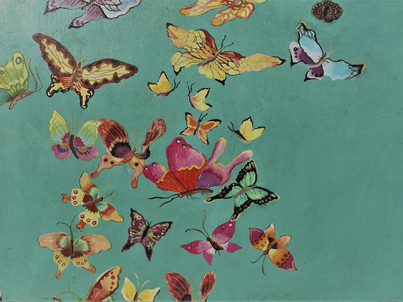 Baúl pintado mariposas